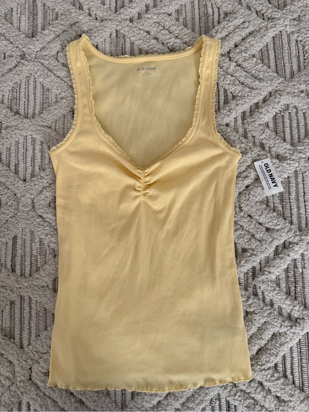 Old Navy Yellow Ribbed Ruched Tank Top